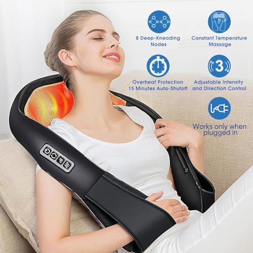 AERLANG Shiatsu Back and Neck Massager with Heat, Electric Massage Pillow S5470