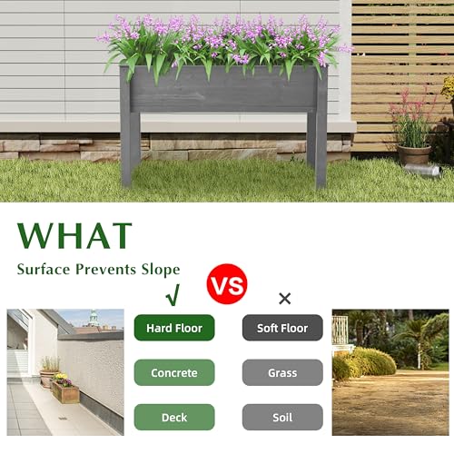 Raised Garden Bed with Legs 40x20x31 Outdoor Wood Planter Box N314255