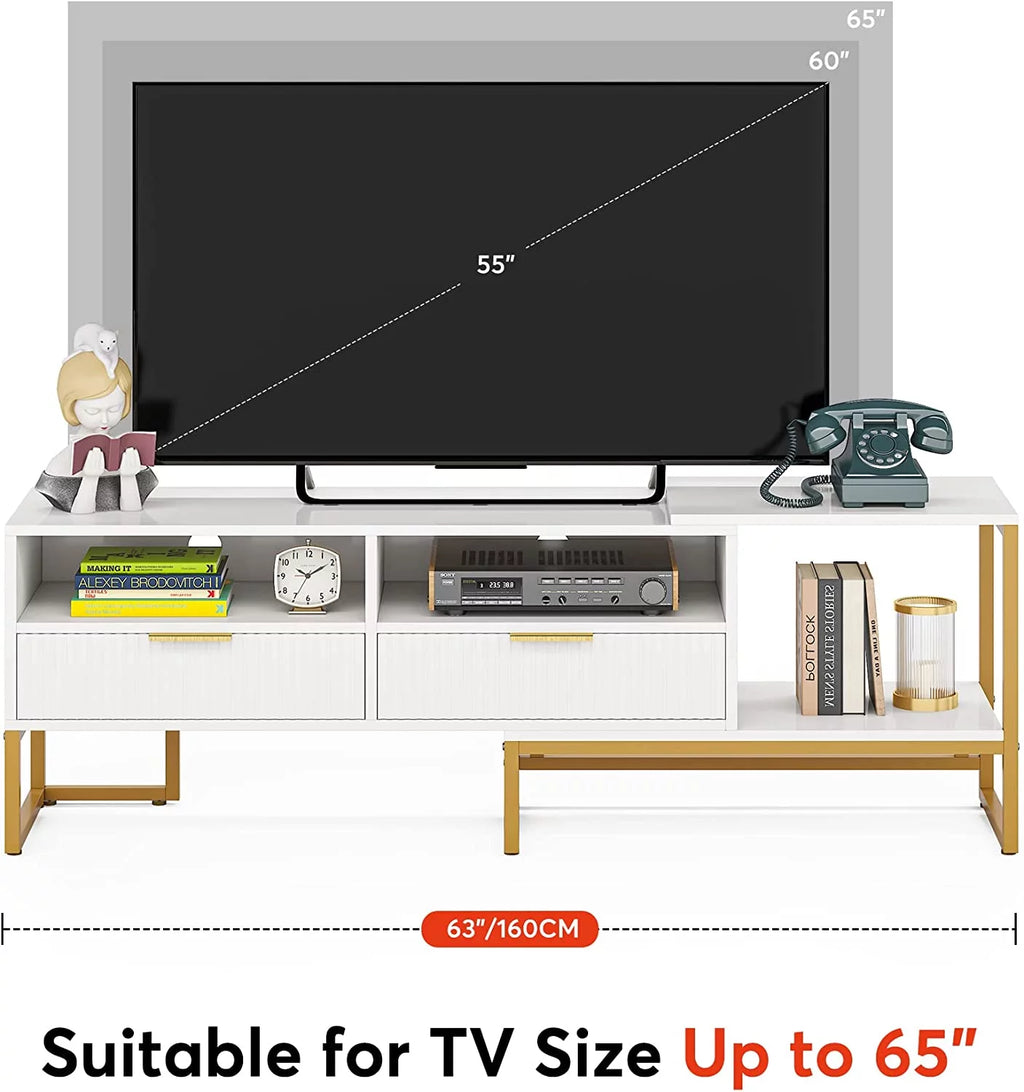 63" White and Gold TV Stand for TVs up to 65 Inches R215807