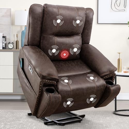 Phoenix Home Dual Motor Power Lift Chair with Massage and Heat, Brown I97460