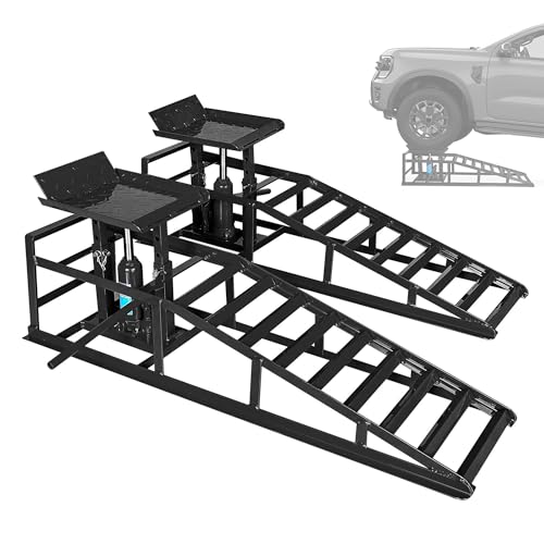 2 Pack Hydraulic Car Ramps 11050LBS High Lift 9"-14.2" Heavy Duty Steel M6524