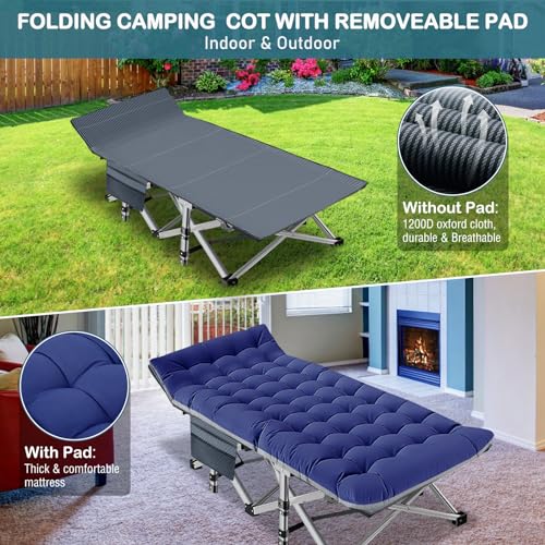 NAIZEA Folding Camping Cot for Adults, Adjustable Reclining Chair N72576