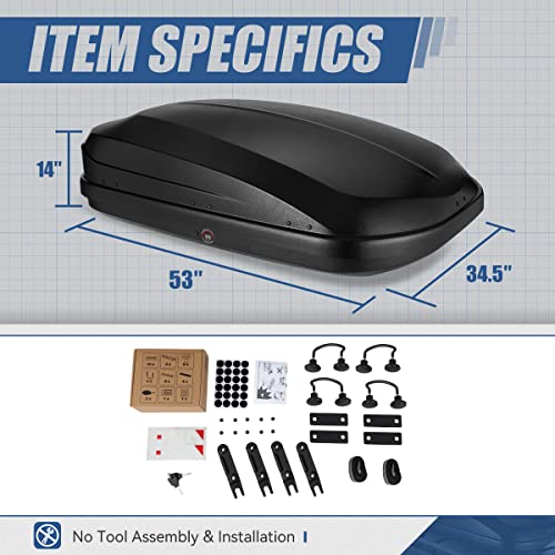 Auto Dynasty Hard Shell Roof Top Car Storage Cargo Carrier, Glossy Black L344