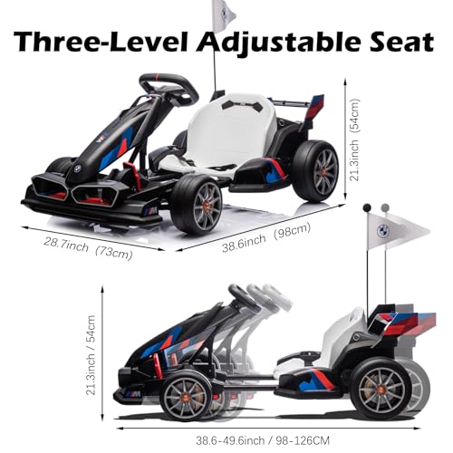 BMW Licensed 36V Electric Drift Go Kart for Kids, 7.5 MPH, Black W284