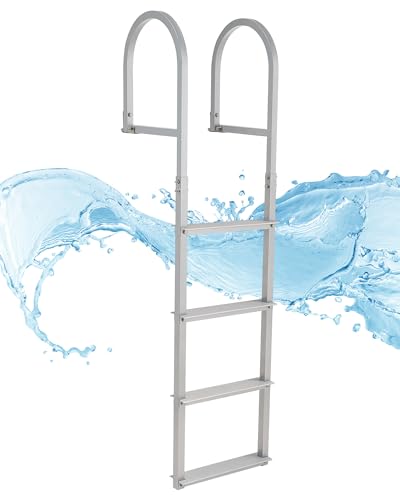 CO-Z 3 Step Removable Dock Ladder for Pontoon Boat, Aluminum Swim Ladder with Nonslip Tread O80708
