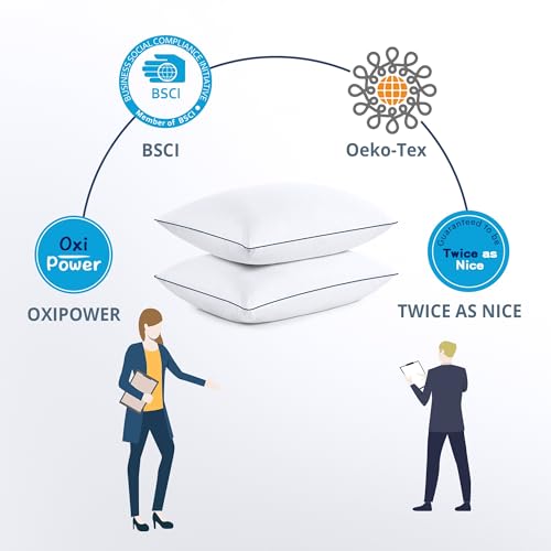 puredown® Goose Feathers and Down White Pillows King Size Set of 2 G471477