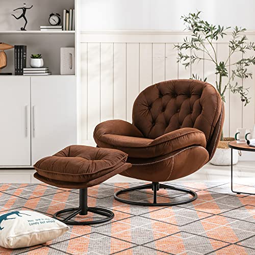 Baysitone Velvet Swivel Accent Chair with Ottoman Set, Modern Lounge Chair, Fruit Green Q36819
