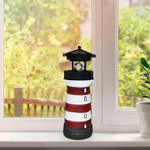 Solar Lighthouse Rotating Beacon LED Light for Yard Garden Nautical Decor K763308