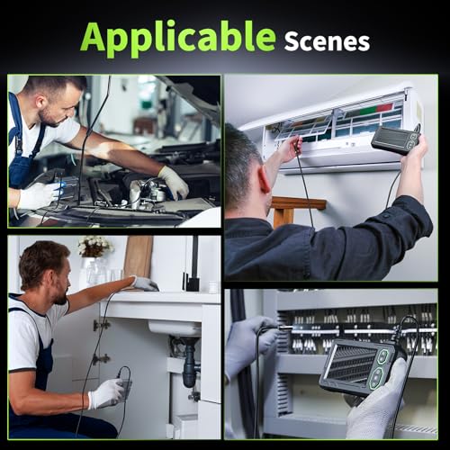 Endoscope Camera with Light, 4.3" HD Borescope, IP67 Waterproof, 16.4ft Semi-Rigid (Green) I7760