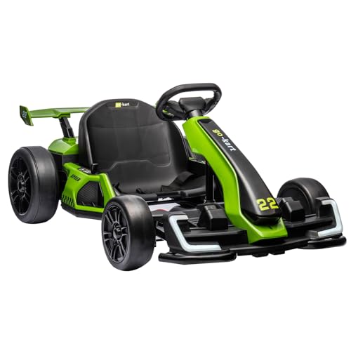 24V Kids Go Kart 300W Electric Drift Kart Car with Adjustable Seat, White X99654