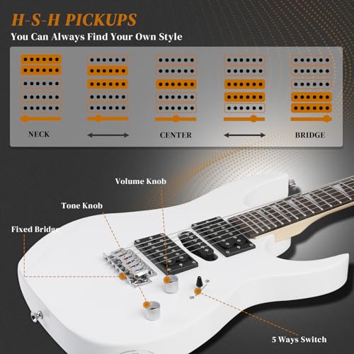 Ktaxon 39" Electric Guitar Starter Kit with 20W Amp, Matte Black H32428