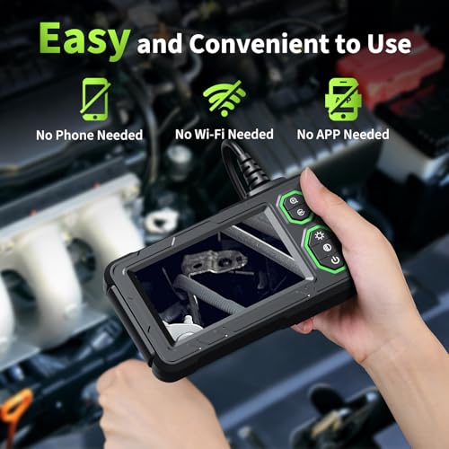 Endoscope Camera with Light, 4.3" HD Borescope, IP67 Waterproof, 16.4ft Semi-Rigid (Green) I7760