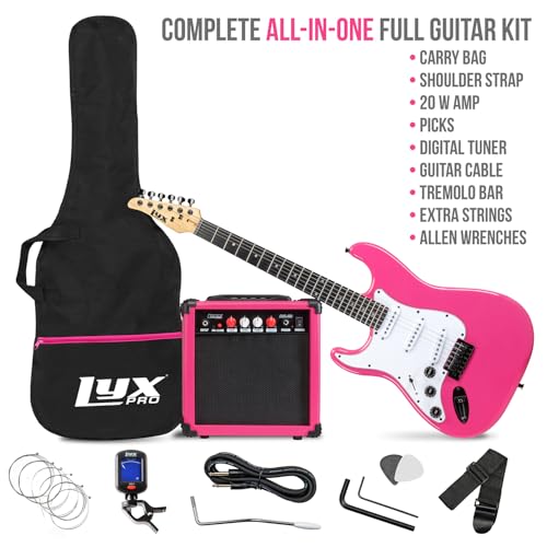 LyxPro Electric Guitar 39" Beginner Starter Kit with 20W Amp, Black B69338