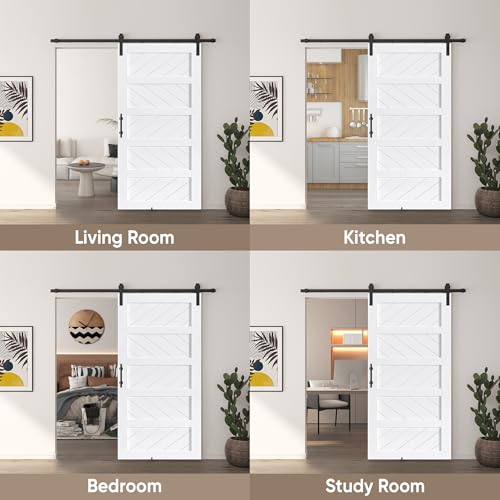 JUBEST 36" x 84" Sliding Barn Door Kit with Hardware, Black R91690