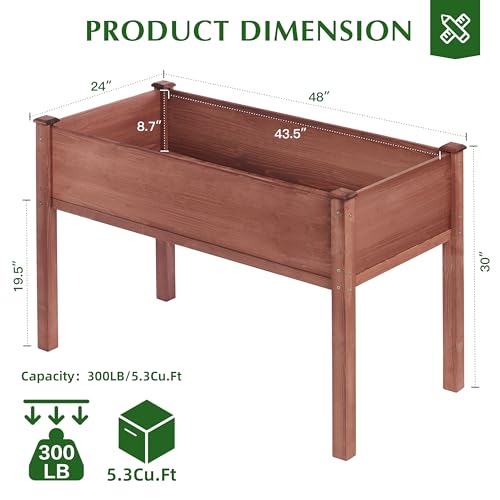 Raised Garden Bed with Legs 40x20x31 Outdoor Wood Planter Box N314255