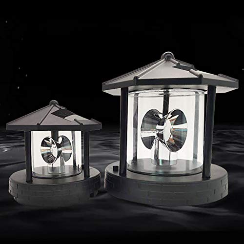 Solar Lighthouse LED Rotating Outdoor Decorative Lamp (Black) M757946