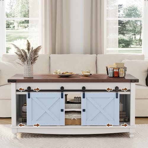 48" Farmhouse Lift Top Coffee Table with Storage, White E473872