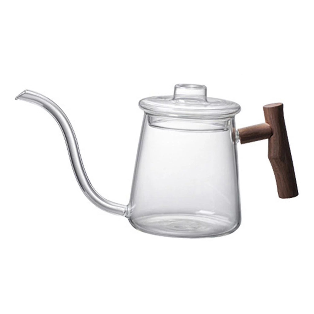 Borosilicate Glass Gooseneck Kettle with Wooden Handle, 480ml V48606