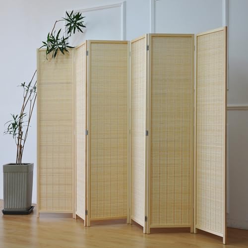 Bamboo Room Divider 6 Panel Folding Screen 67"H x 92.1"W X2437