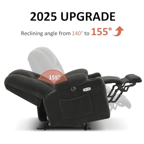 MCombo Zero Gravity Power Recliner Chair with Heat and Vibration Massage, USB & Type C Ports, Cup Holders, Fabric 8015 (Brown) Z599462