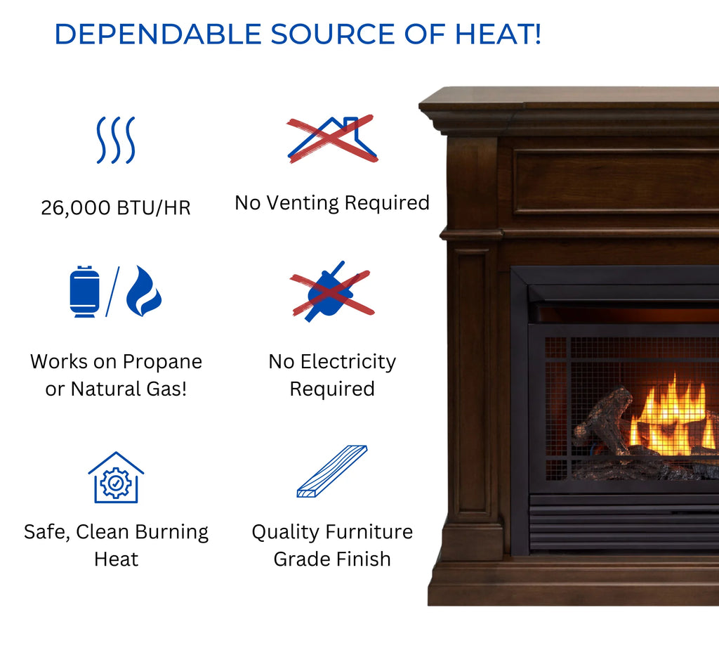 Duluth Forge Dual Fuel Ventless Gas Fireplace with Remote Control U966