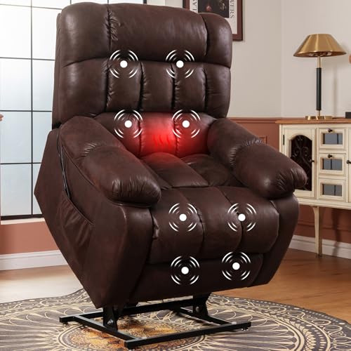 FLEXISPOT XL31 Power Lift Recliner Chair for Elderly, Electric Massage & Heat, PU Leather, Black C786106