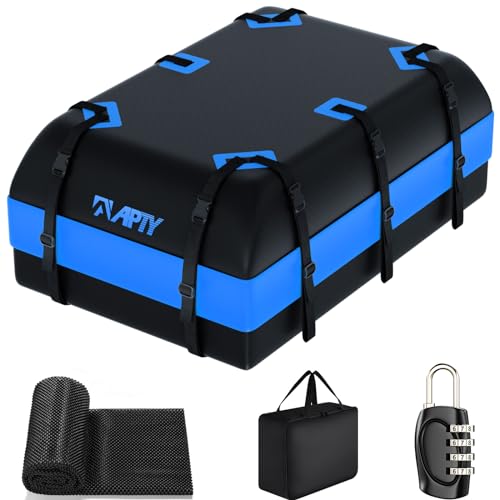 21 Cubic Feet Car Rooftop Cargo Bag Carrier with Waterproof Zip, Blue K43895