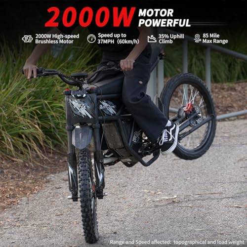 2000W/3000W GT73 Electric Dirt Bike for Adults, 25" Fat Tires, Dual Removable Battery T652