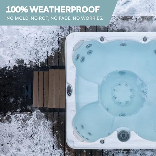 Hot Tub Steps - Wood-Looking Plastic, Waterproof, Gray Non-Slip P3707