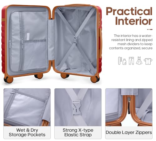 Luggage Sets 3 Piece, Carry On 20 Inch Hardside Suitcase with Spinner Wheels and TSA Lock J67858