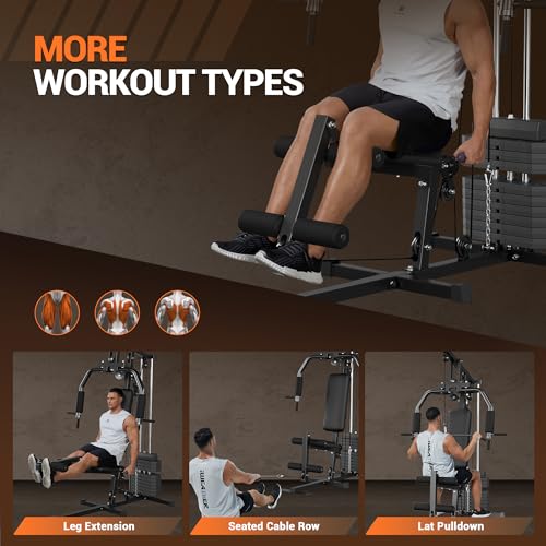 Multifunctional Home Gym Machine with Weight Stack and Pulley System M694
