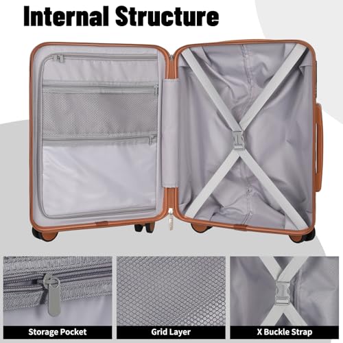 Lightweight 3-Piece Hardshell Luggage Set with Spinner Wheels & TSA Lock, Light Avocado Green B502471