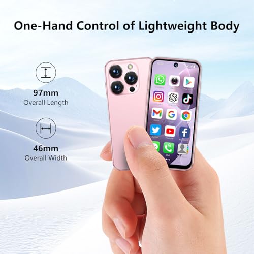 Mini Smartphone Unlocked 3.88" HD WiFi Small Mobile Phone for Kids Pink Q340