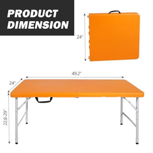 Portable Plastic Folding Table 4ft Heavy Duty Indoor Outdoor Y145657