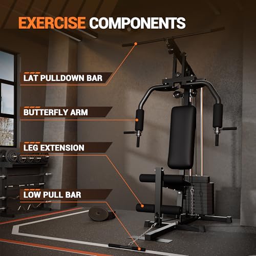 Multifunctional Home Gym Machine with Weight Stack and Pulley System M694