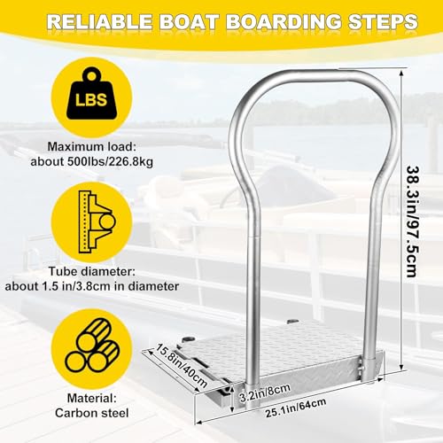 Folding Boat Boarding Platform with Handrail 500LBs Non-Slip Steel Z8149
