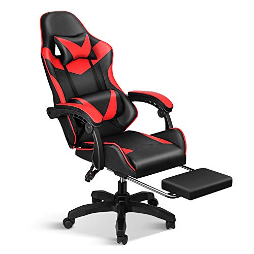 Gaming Chair with Footrest, Lumbar Support, Red/Black M9231