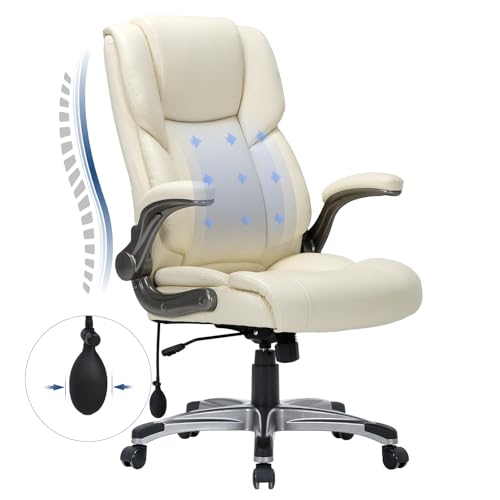 COLAMY Executive Ergonomic Office Chair with Bonded Leather and Flip-up Armrests A775113