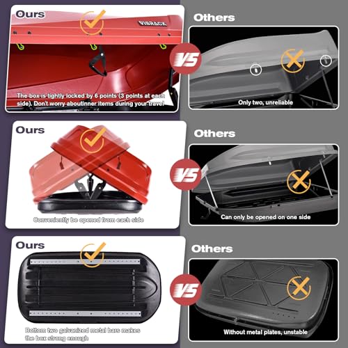 Heavy Duty Hard Shell Rooftop Cargo Box, Waterproof, 62"L x 31"W x 15"H, Diamond Black Y830591