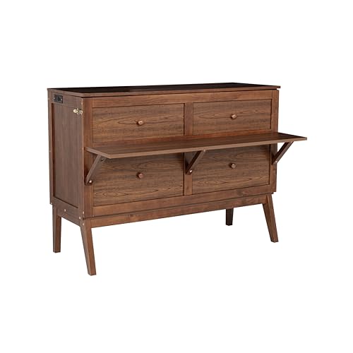 Queen Murphy Bed with Desk and Removable Shelves, USB Port, White H566492