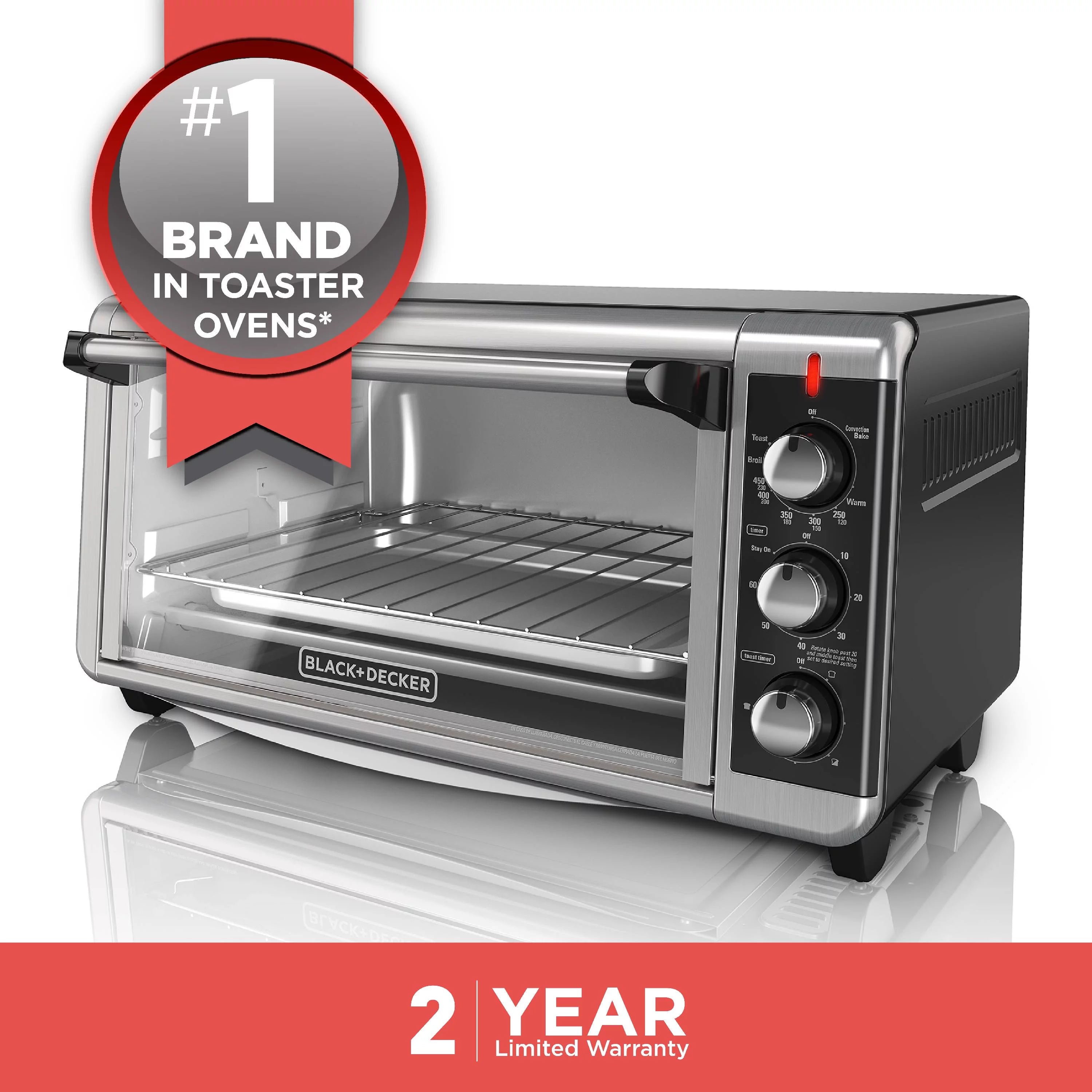 BLACK+DECKER 8 Slice Extra-Wide Stainless Steel Toaster Oven P334