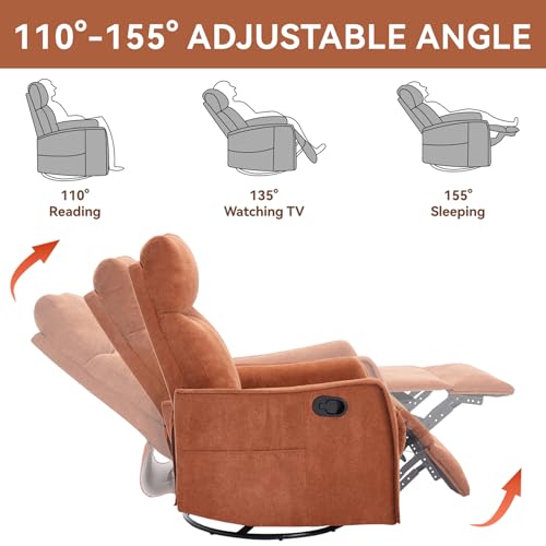 Massage Chair Recliner with Heat, Swivel Rocking, High Back Fabric Black V2333