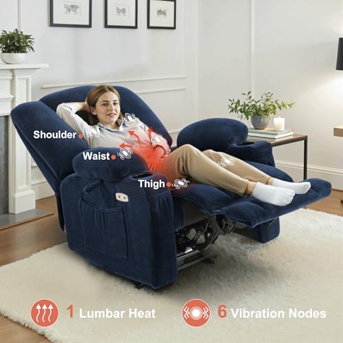 MCombo Zero Gravity Power Recliner Chair with Heat and Vibration Massage, USB & Type C Ports, Cup Holders, Fabric 8015 (Brown) Z599462