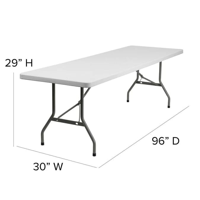6ft Folding Table White Plastic Portable Indoor Outdoor K370