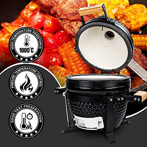 Ceramic BBQ Charcoal Kamado Grill 13 Inch Portable Tabletop Red Y244
