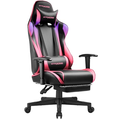 GTRACING Gaming Chair with Footrest, Ergonomic Reclining, Blue C551