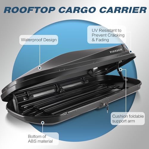 Gray Rooftop Cargo Box Carrier 13 Cubic Feet Waterproof Dual Side Opening R15660