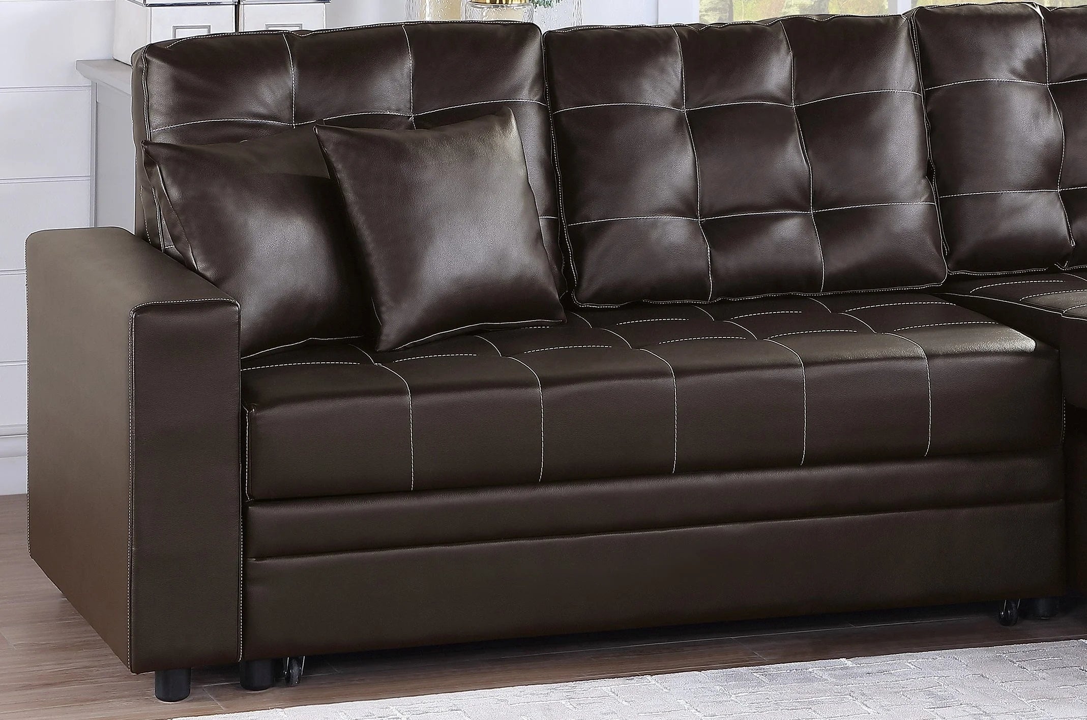 Amir Convertible Sectional Sofa Bed with Storage - Espresso L179