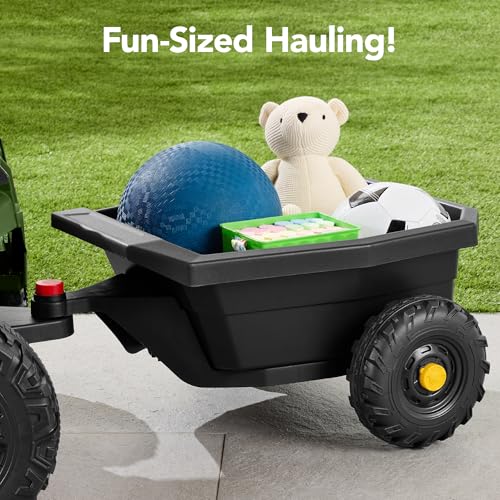 Kids 12V Electric Ride On UTV Car with Trailer, Parent Control, LED Lights, Bluetooth - Black C2735