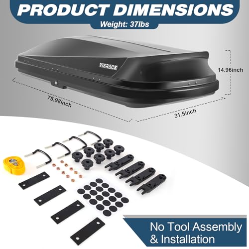 Gray Rooftop Cargo Box Carrier 13 Cubic Feet Waterproof Dual Side Opening R15660